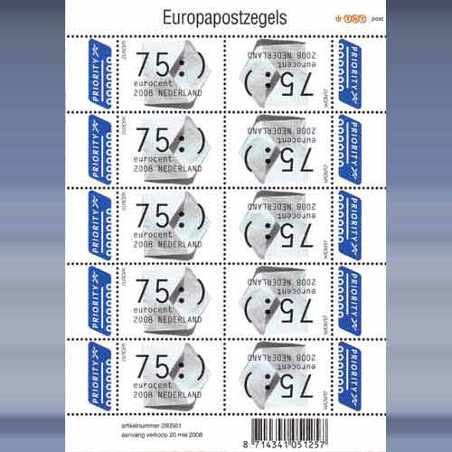 Europazegels; de brief